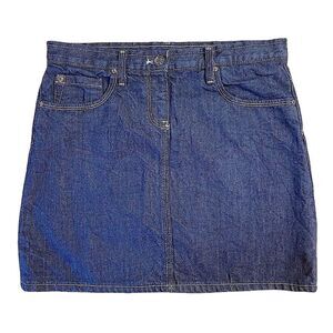 J.Crew Crinkle Effect Blue Denim  Jean Mini Skirt Size S